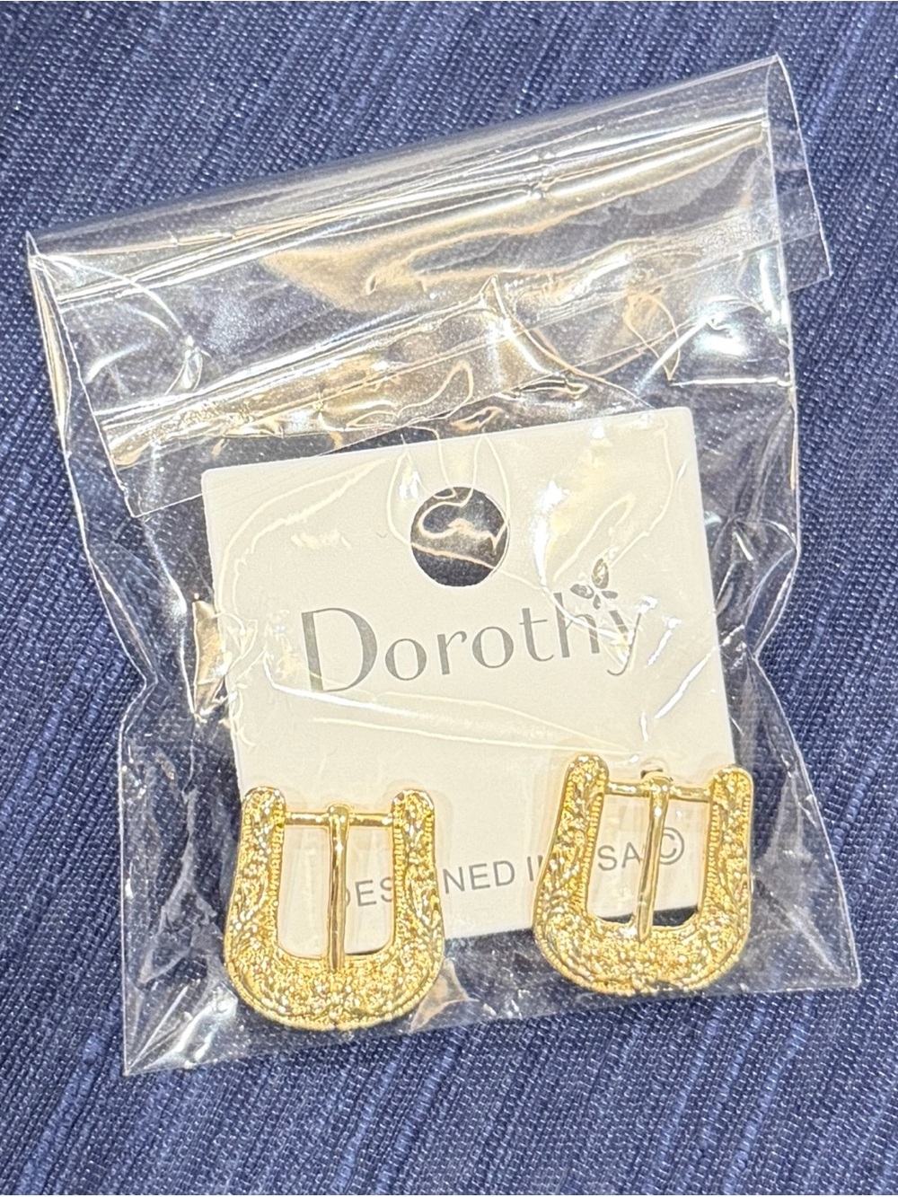 Dorothy Gold Textured Buckle Stud Earrings